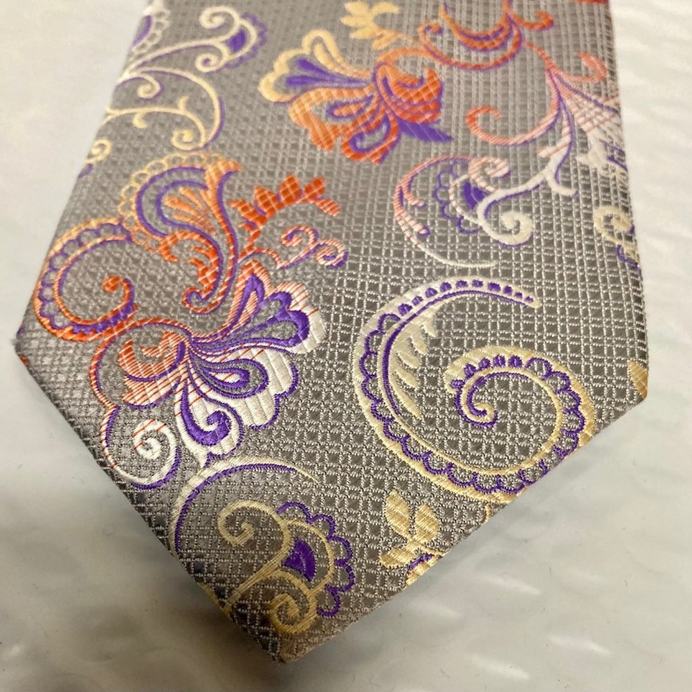 100% Silk Mens Designer Tie,Handmade, 3.25x65,Multi Paisley